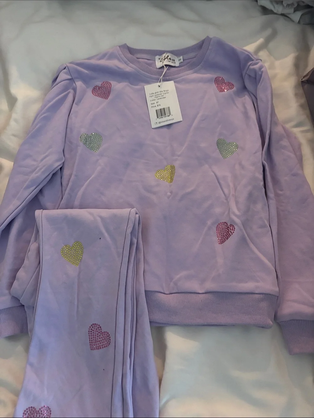 Lola + The Boys Lavender Heart Set with Pink, Green, Yellow Hearts